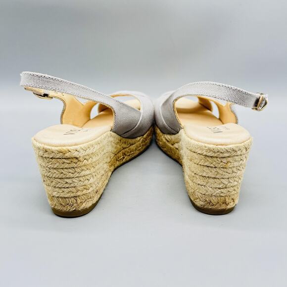 Viscata Sandals Womens 9 Gray Canvas Wedge Espadrille Slingback Shoes Barcelona - Picture 8 of 13